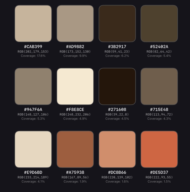 A shareable palette image exported from Color Picker from photos