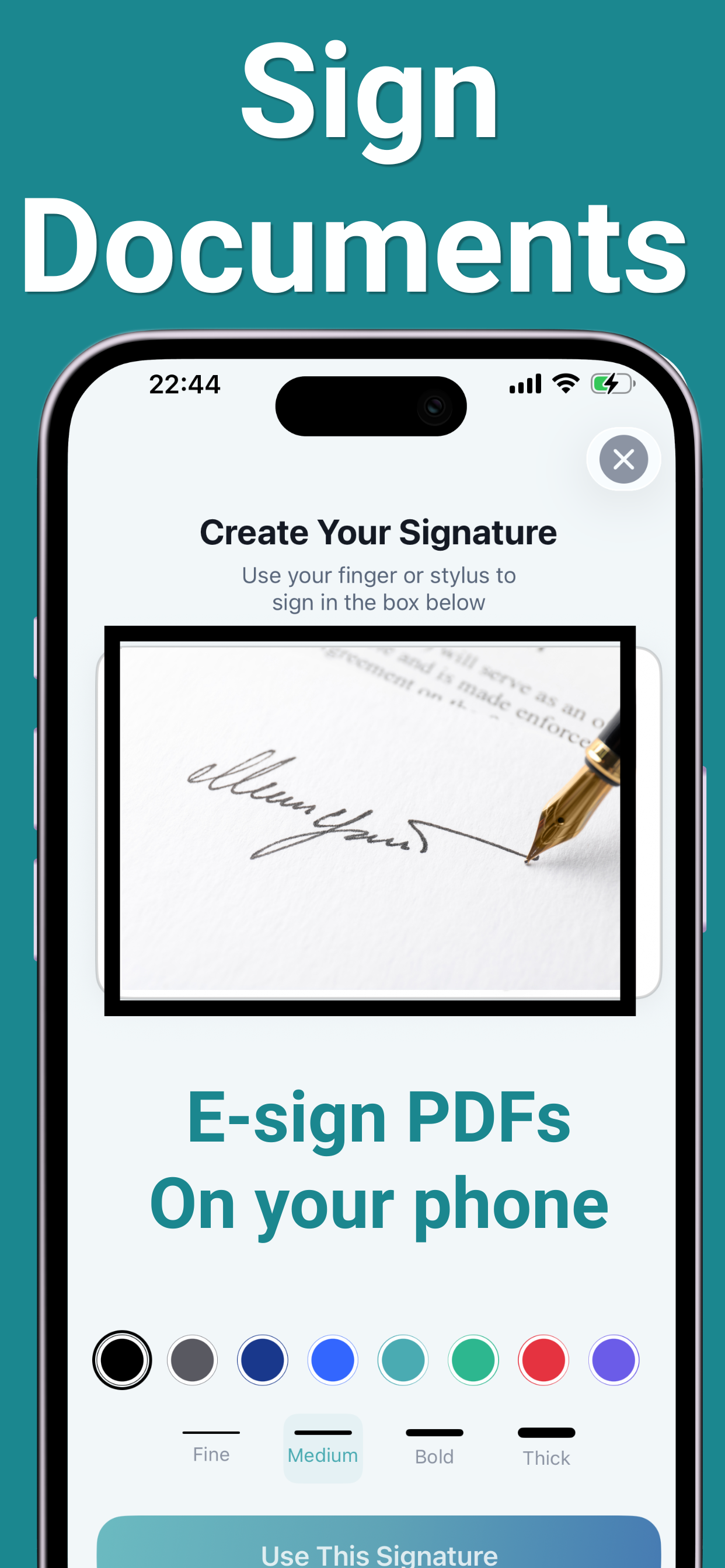 Creating a signature to sign a PDF document on iPhone