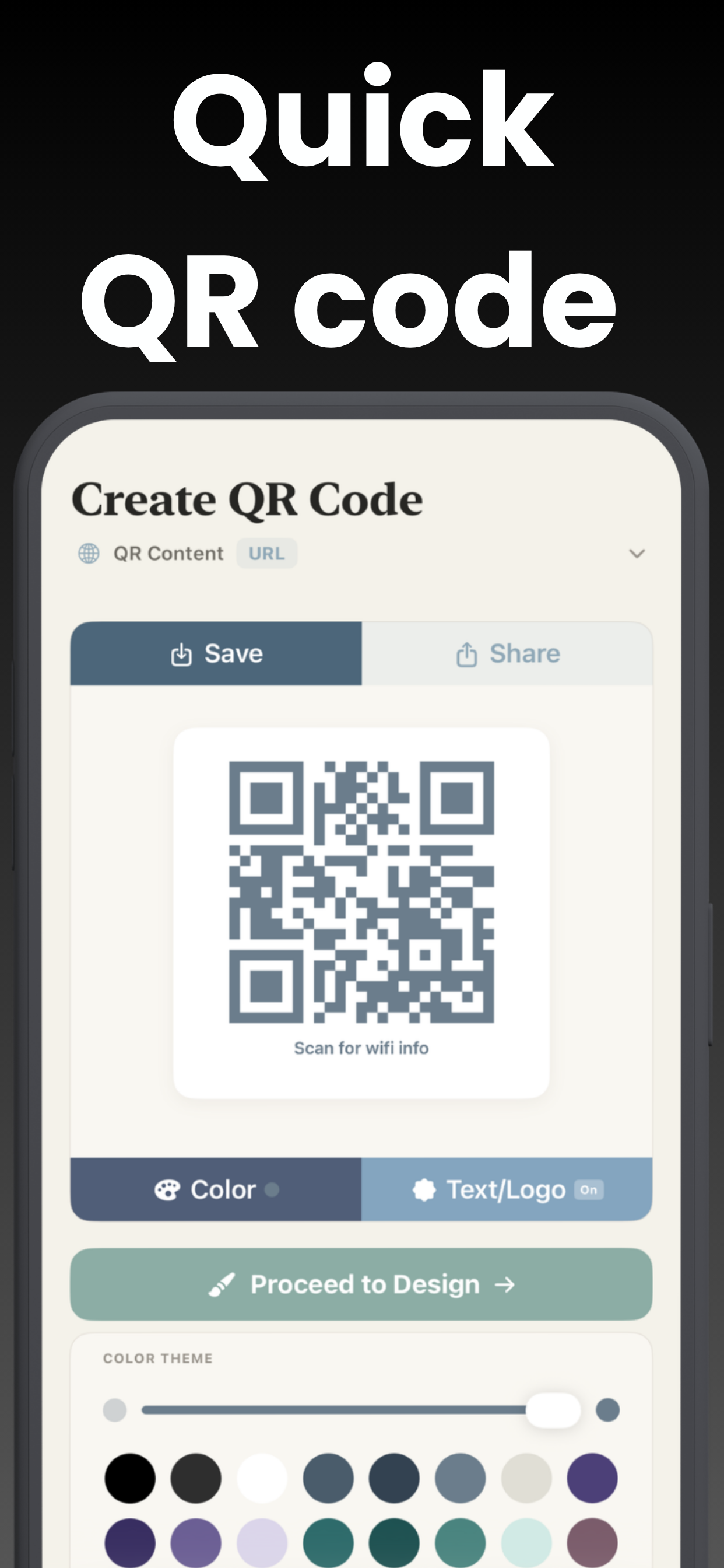 Creating a QR code for a URL with color themes on iPhone