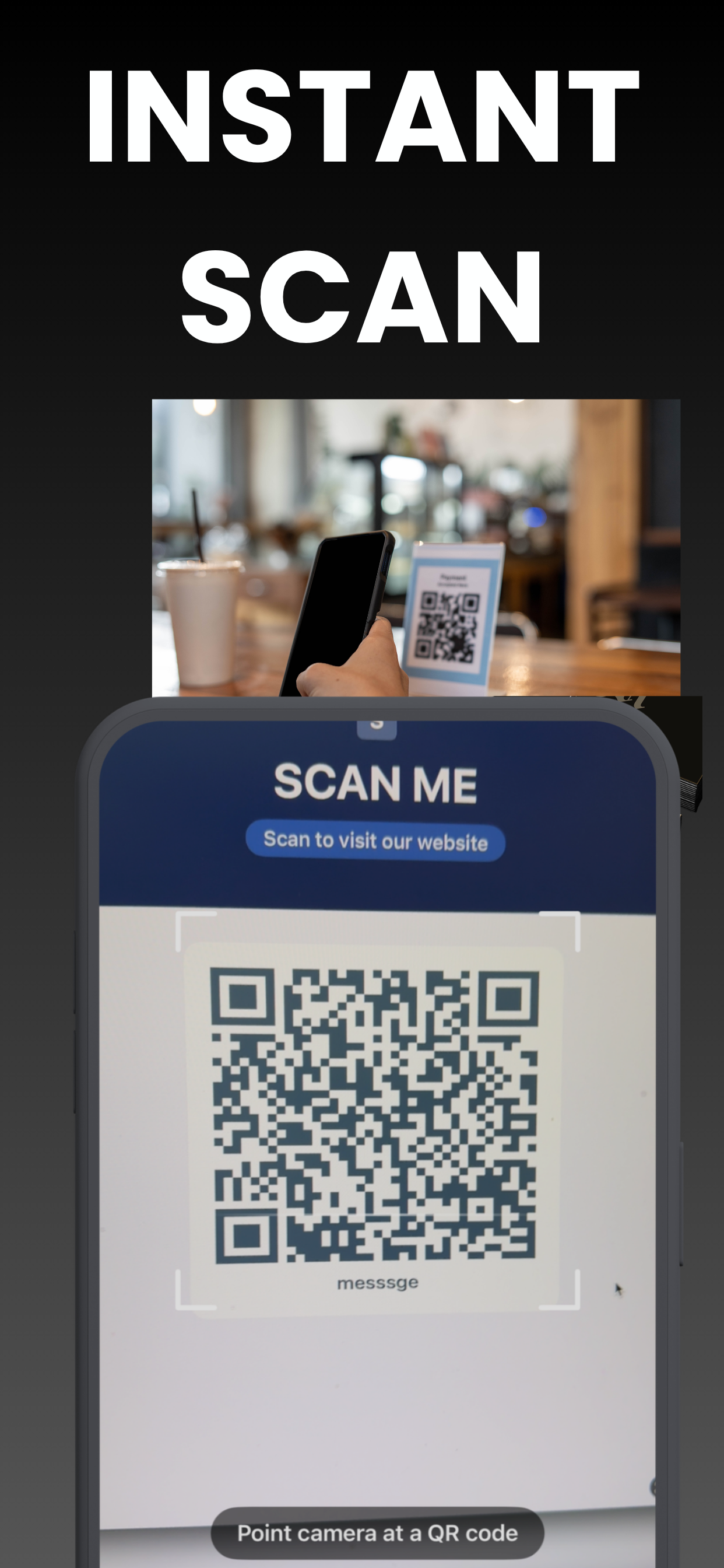 Scanning a QR code instantly with the built-in reader